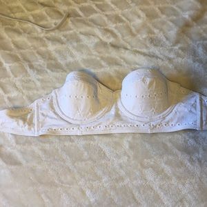 A&F white eyelet longline bandeau top